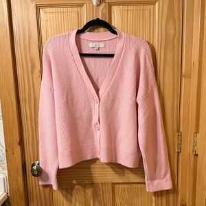 LOFT Pink V-Neck Chunky Cardigan